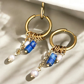 Gouden Lapis Bloom Drop Oorringen