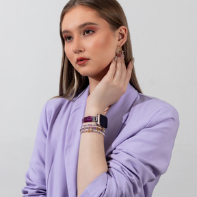 Amethist Aura Agaat Stretch Apple Watch Band
