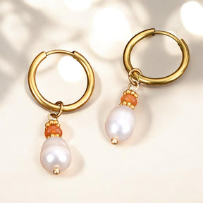 Gouden Grace Parel & Agaat Creolen