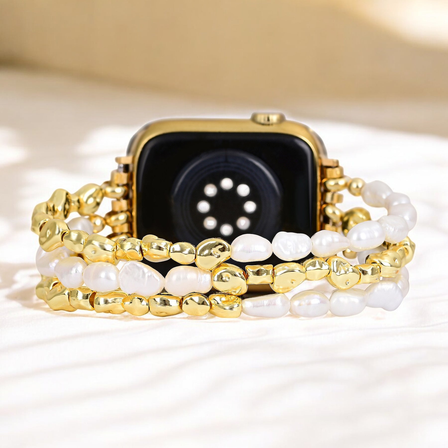 Gouden Parel Stretch Apple Watch Bandje