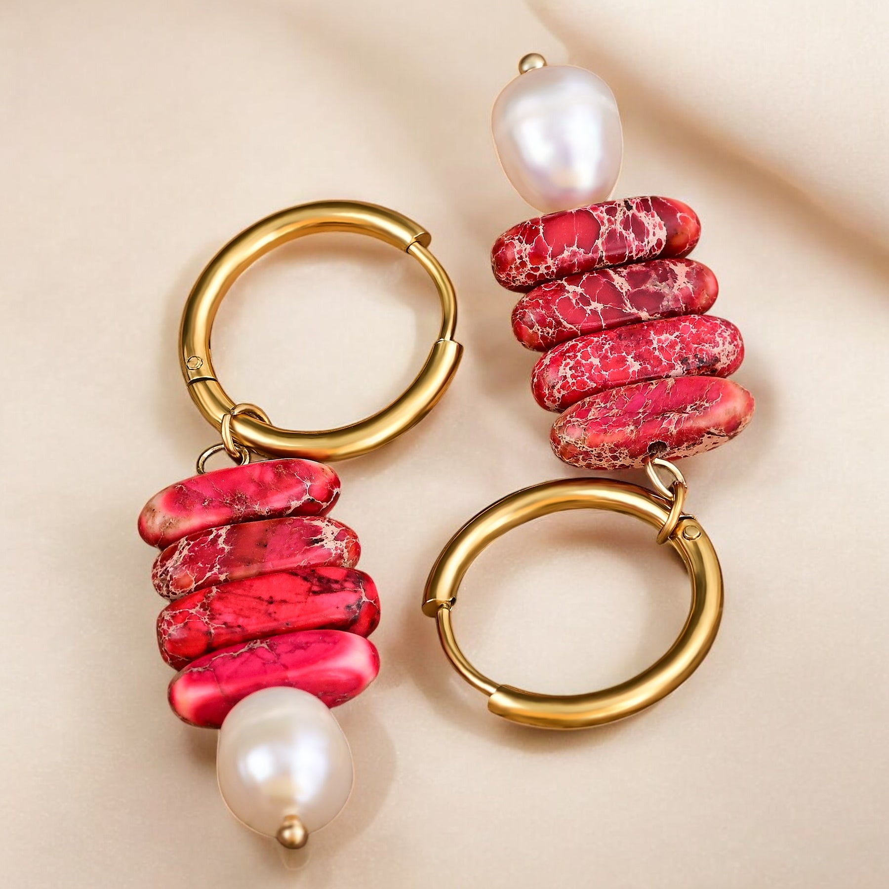 Ocean Bliss Pearl & Jade Jasper Oorring Dangles