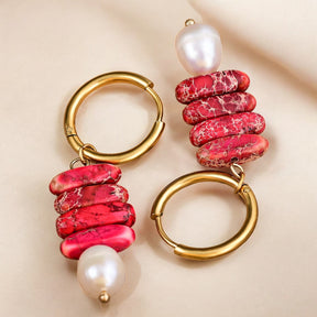 Ocean Bliss Pearl & Jade Jasper Oorring Dangles