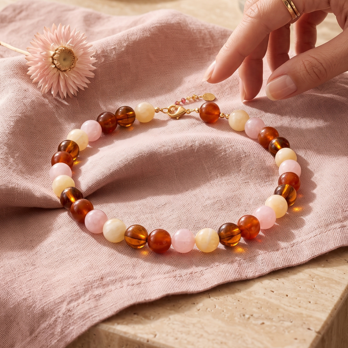 Chunky rozen kralenketting