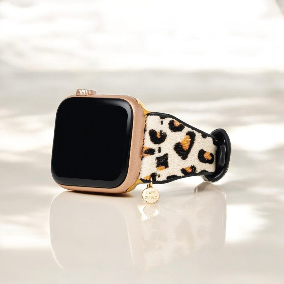 Ivoorkleurige Feline Apple Leren Horlogeband