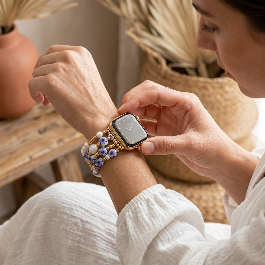 Porseleinen tuin Apple Watch-bandje Lavender Bloom
