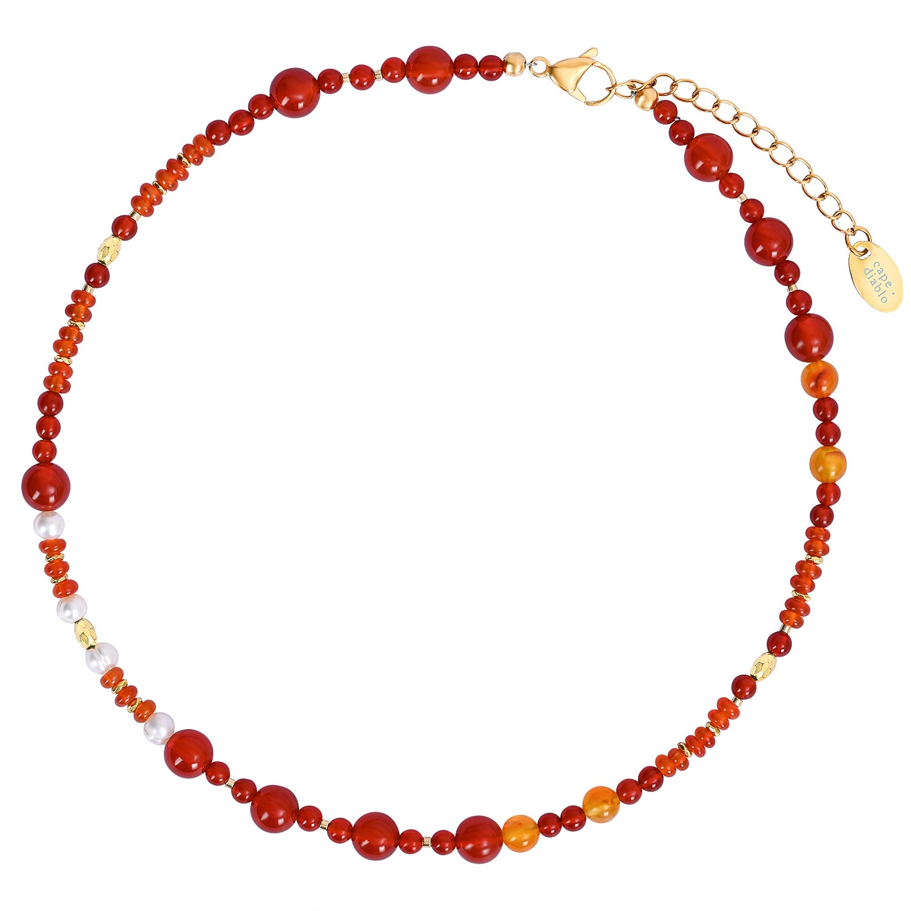 Rood Agaat & Parel Harmonie Ketting