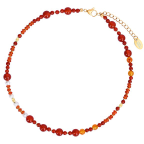 Rood Agaat & Parel Harmonie Ketting