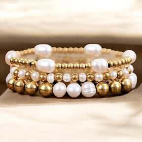 Gouden Zoetwaterparel Armbanden Set