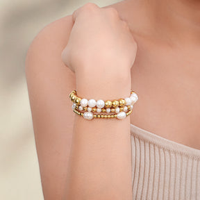 Gouden zoetwaterparel armbandset