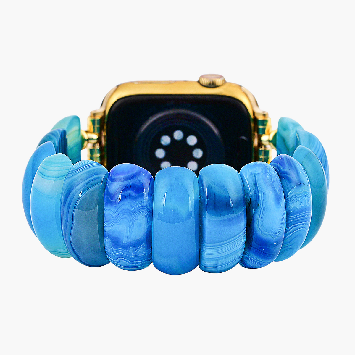 Blauwe Lagune Agaat Stretch Apple Watch Band