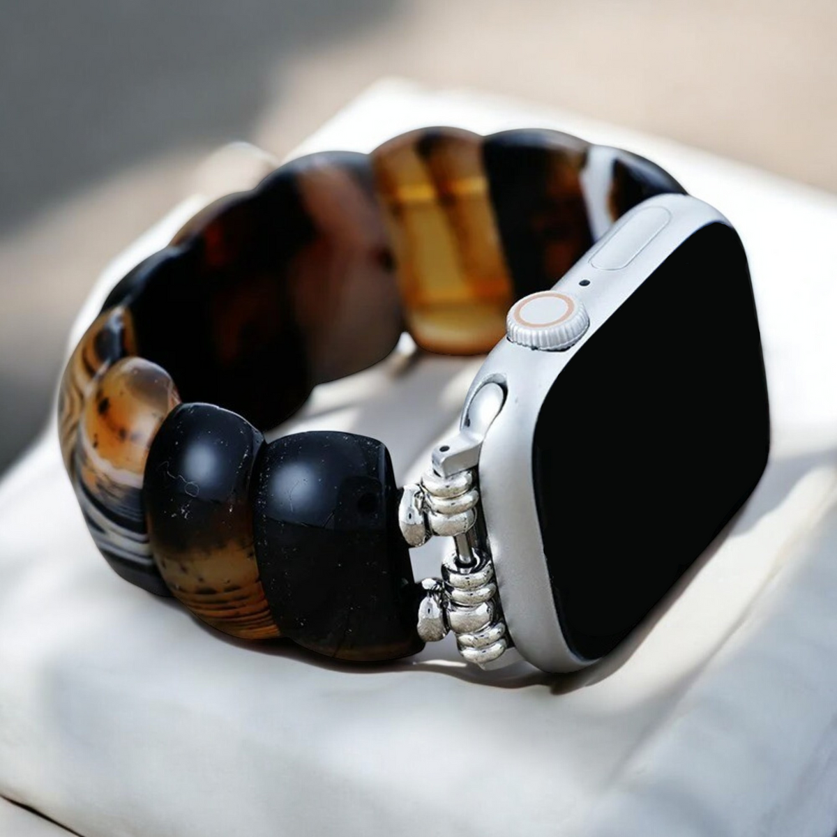 Bohemian Onyx Elegantie Stretch Apple Watch Bandje