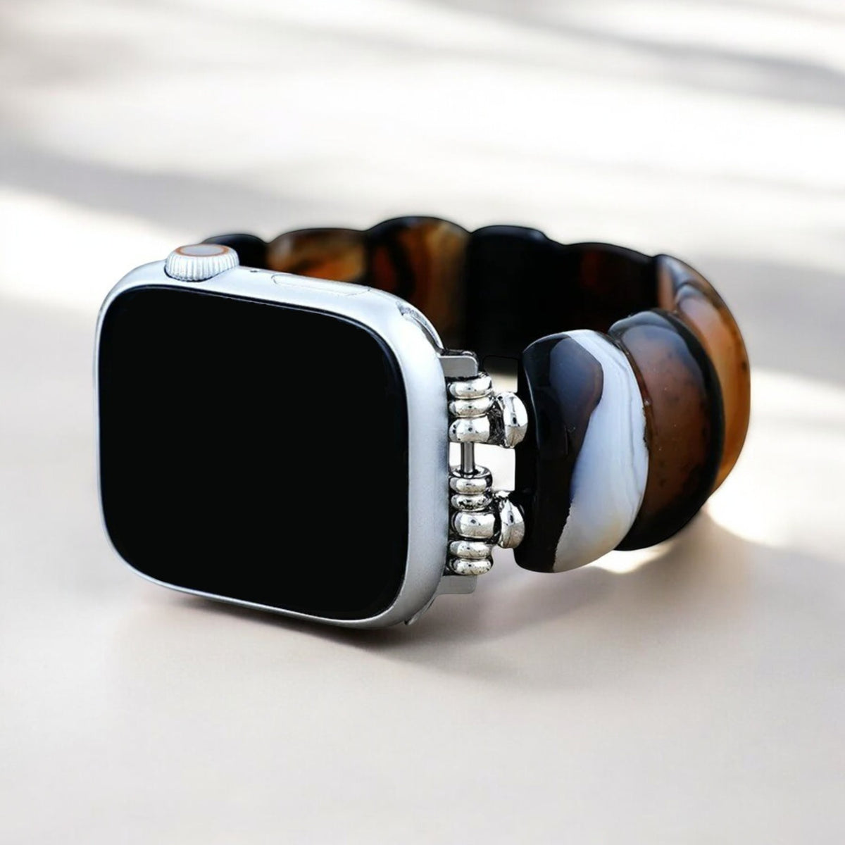 Bohemian Onyx Elegantie Stretch Apple Watch Bandje