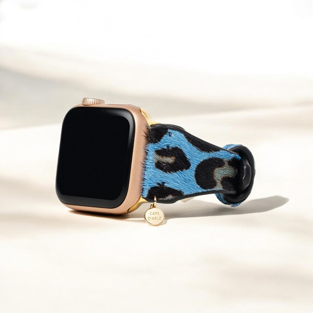 Wild Azure Leren Apple Watch Bandje