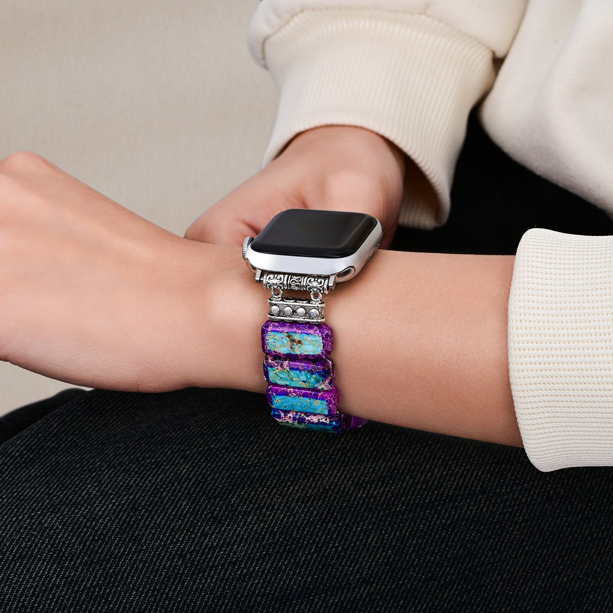 Majestueuze Tibetaanse Jaspis Stretch Apple Watch Band