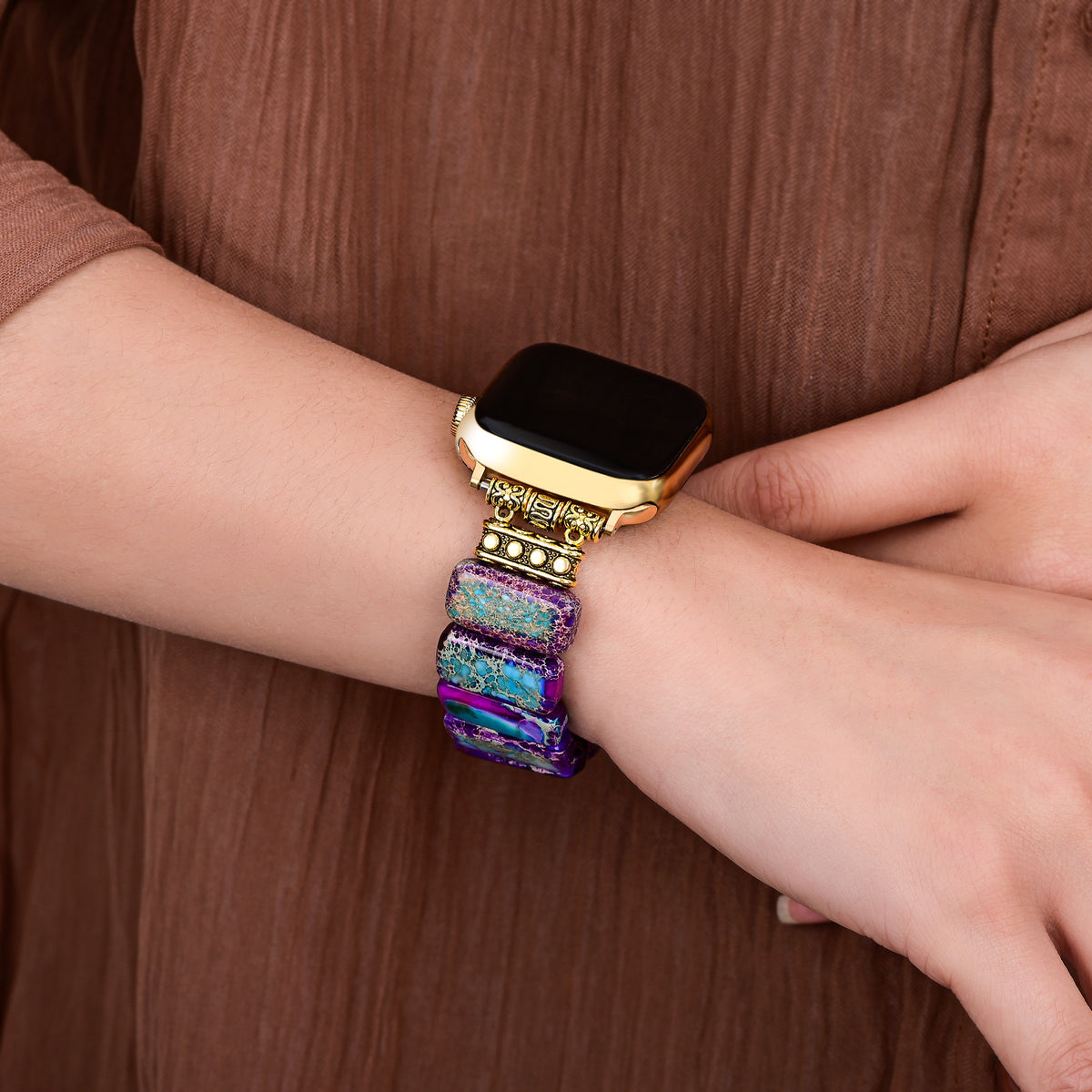 Majestueuze Tibetaanse Jaspis Stretch Apple Watch Band