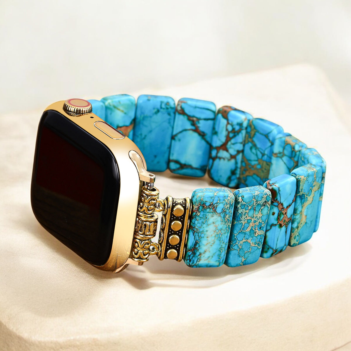 Turkooise Tibetaanse Jaspis Stretch Apple Watch Band