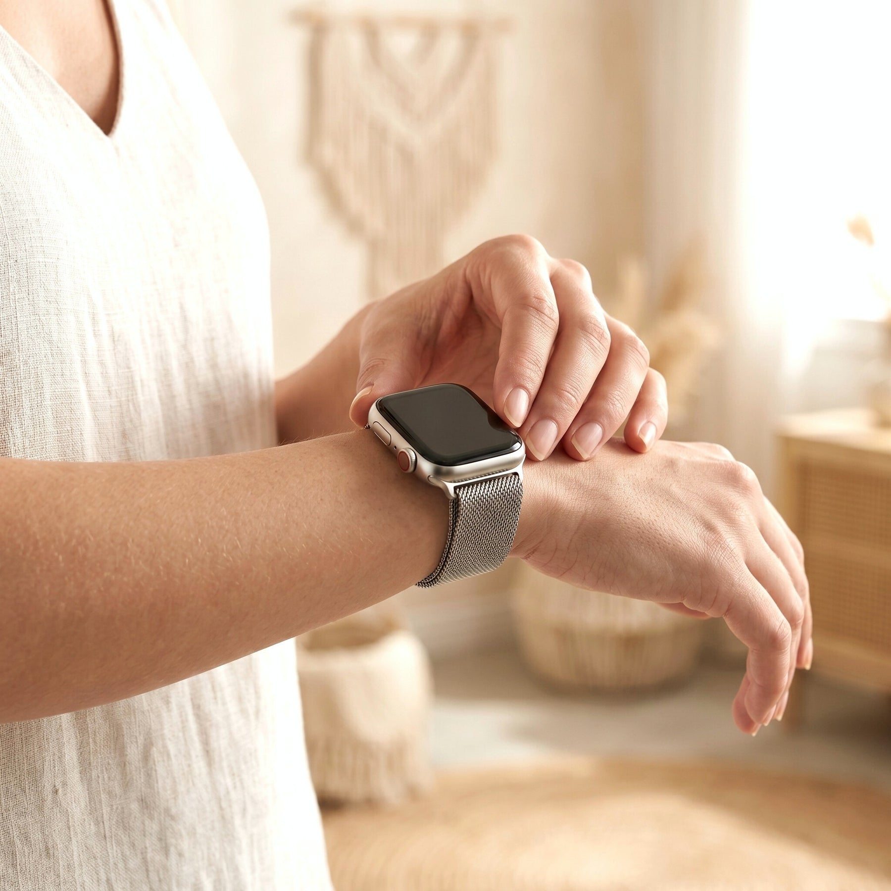 Platina stalen luxe Apple Watch bandje
