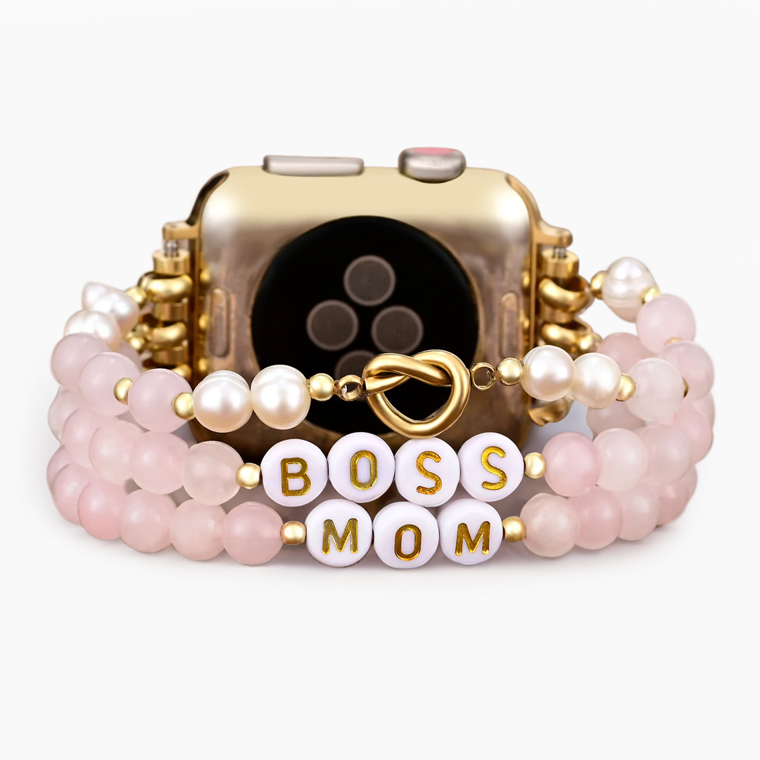 Boss Mom rozenkwarts stretch Apple Watch -bandje