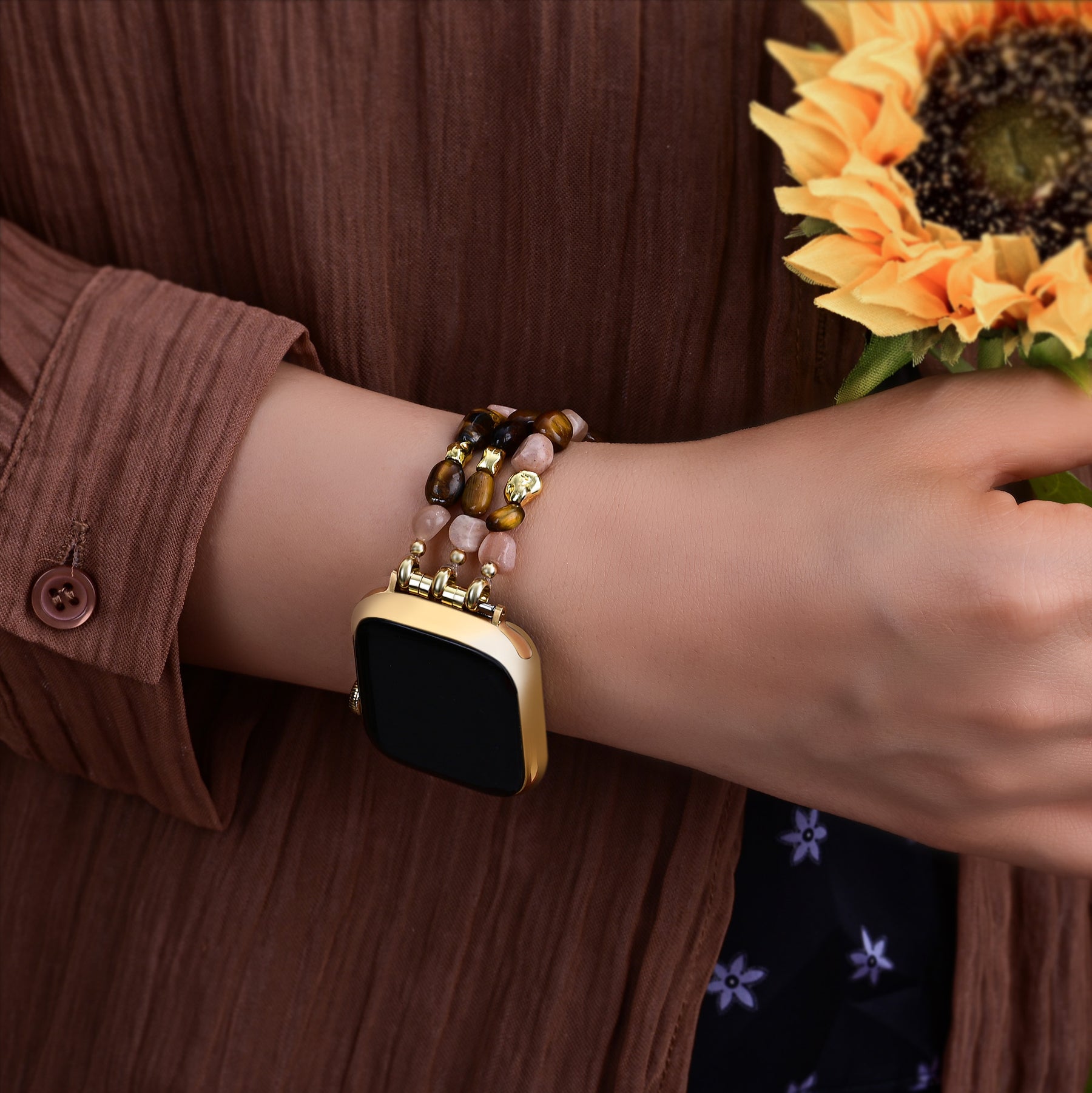 Golden Glowcore Stretch Apple Watch Bandje