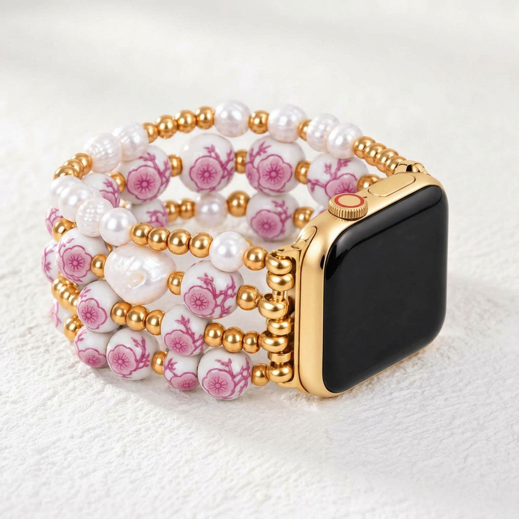 Porseleinen tuin Apple Watch-bandje Cherry Blossom