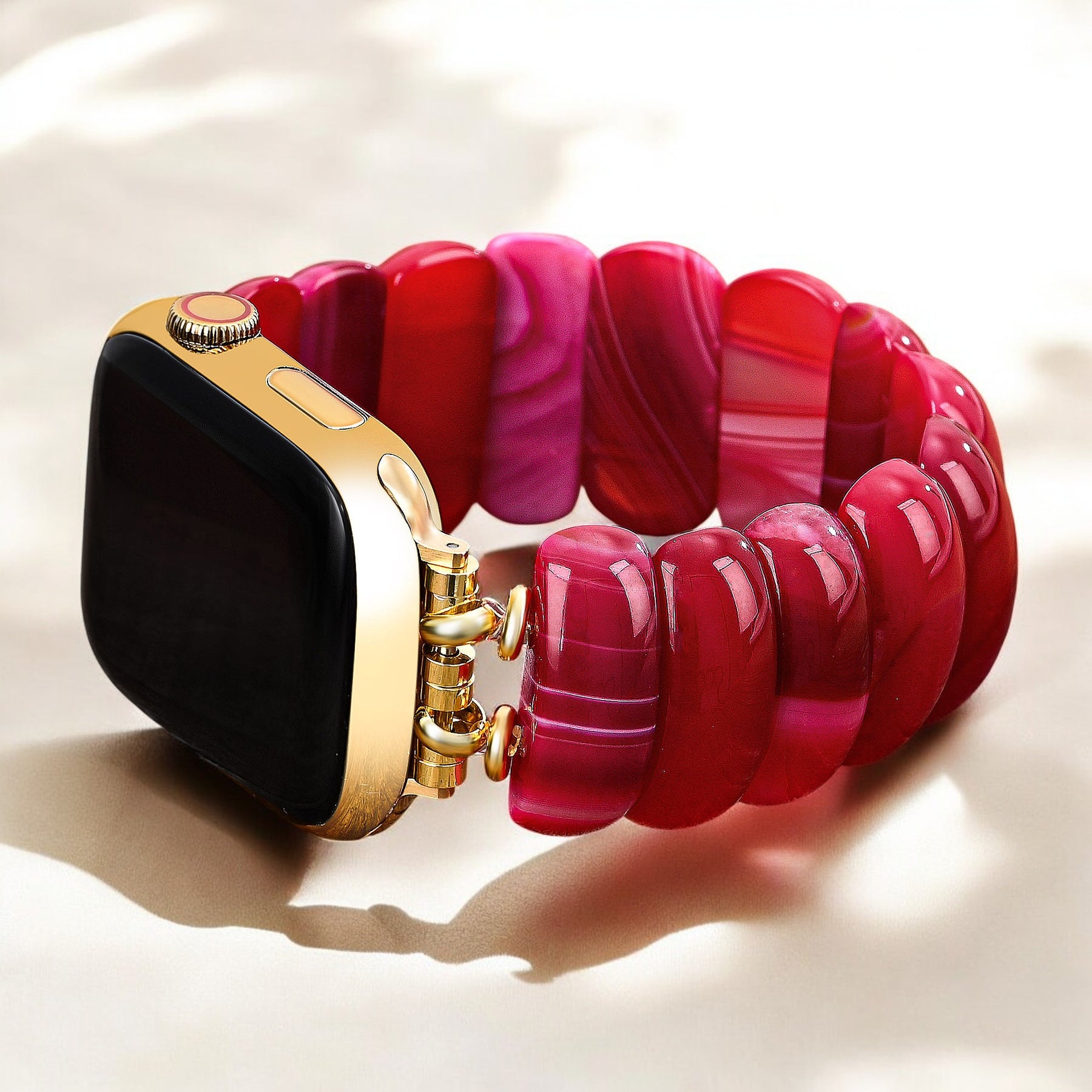 Crimson Mirage Agaat Rekbare Apple Watch Band
