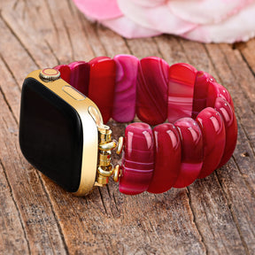 Crimson Mirage Agate Stretch Apple Watch Band