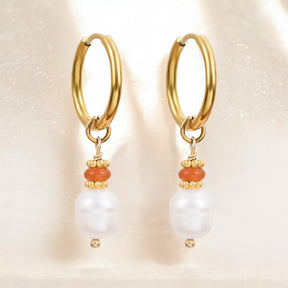 Gouden Grace Parel & Agaat Creolen