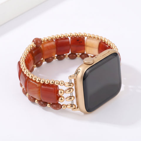 Desert Flame Carneool Stretch Apple Watch-bandje