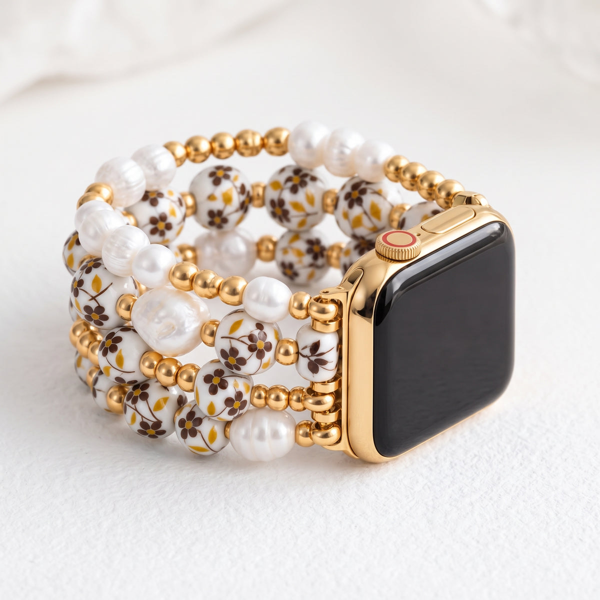 Porseleinen tuin Apple Watch-bandje Golden Meadow