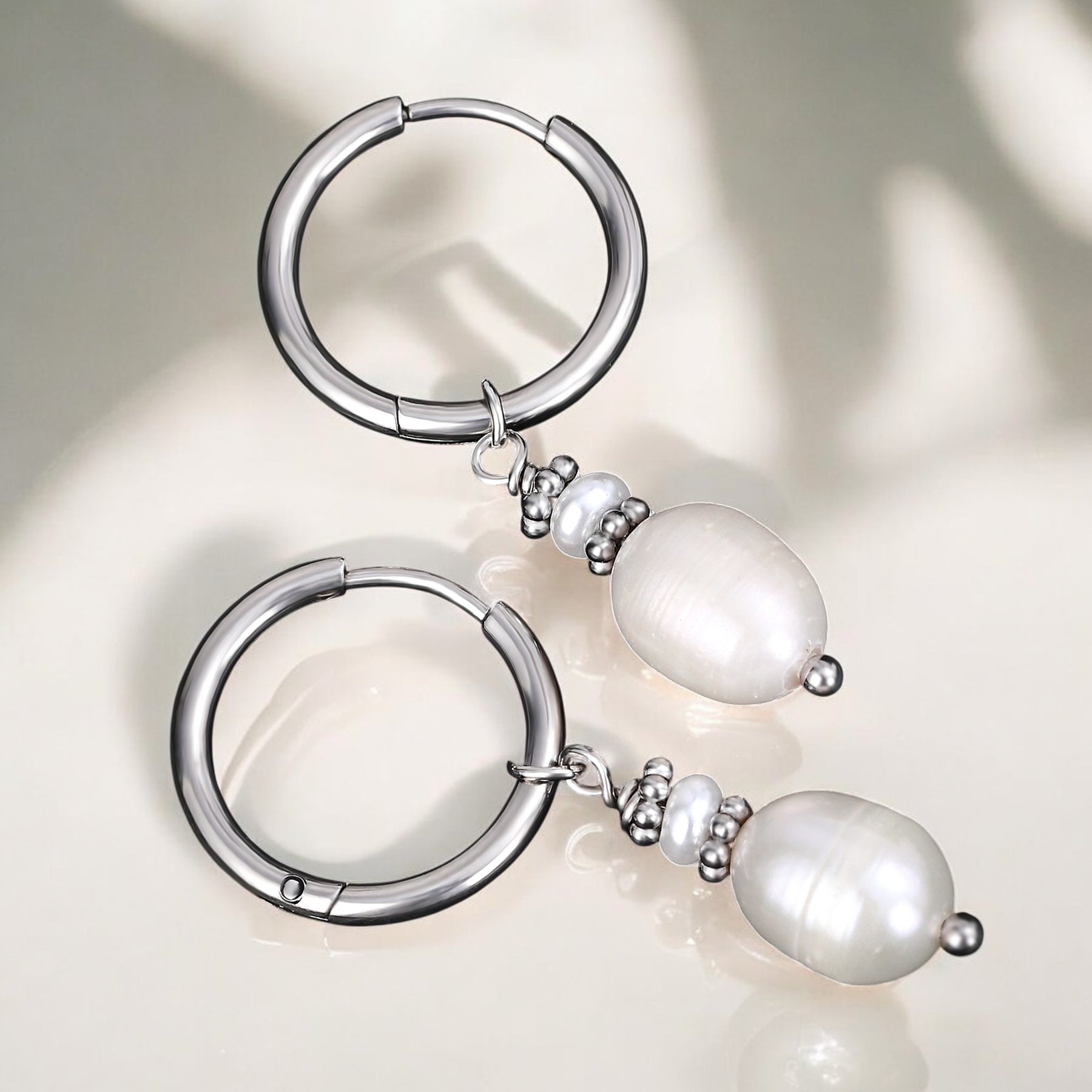 Zilveren Parel Elegantie Oorringen