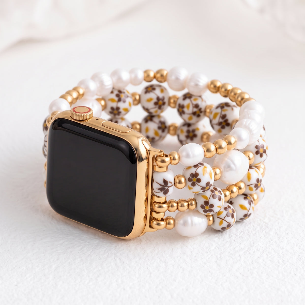 Porseleinen tuin Apple Watch-bandje Golden Meadow