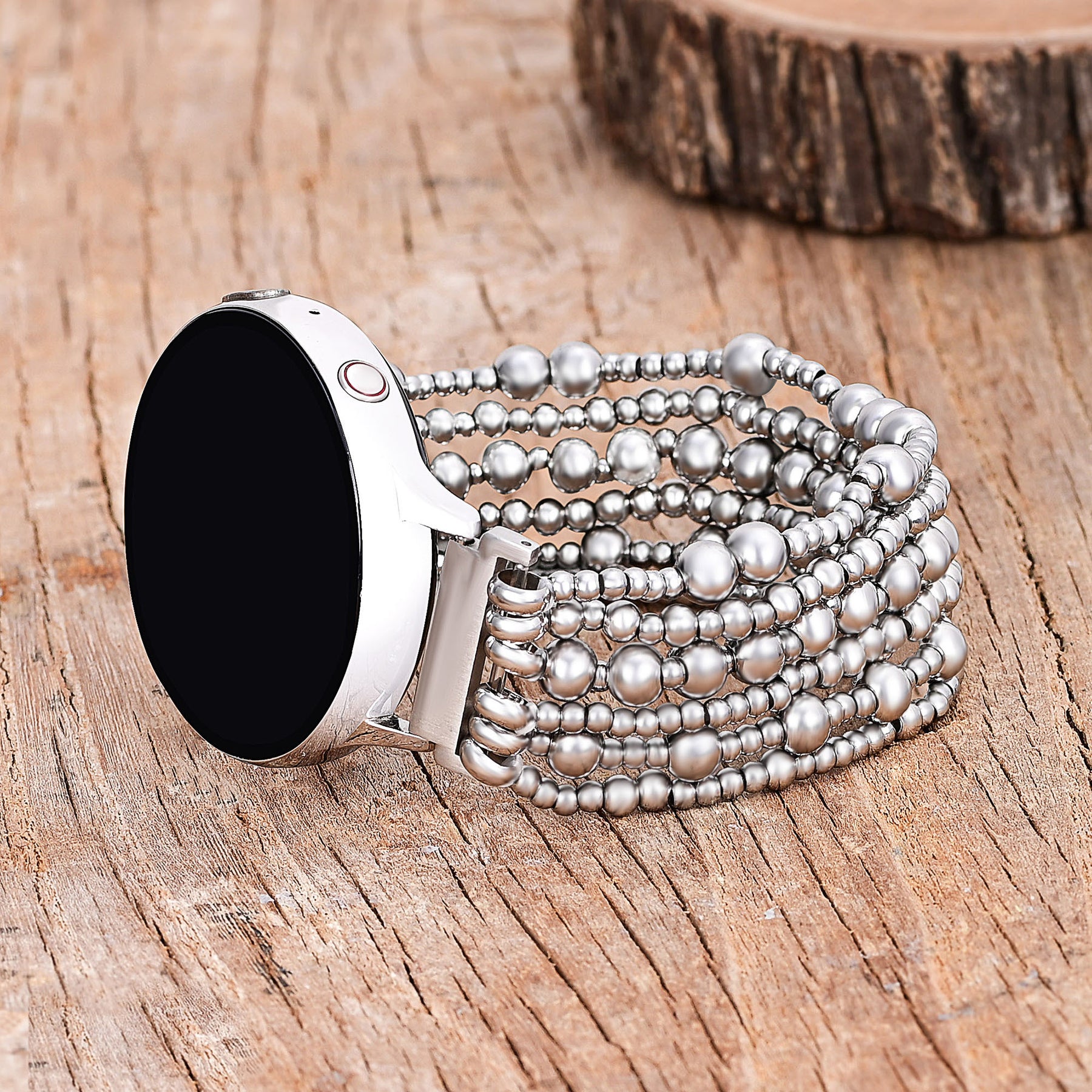 Platinum Demure Stretch Apple Watch-band