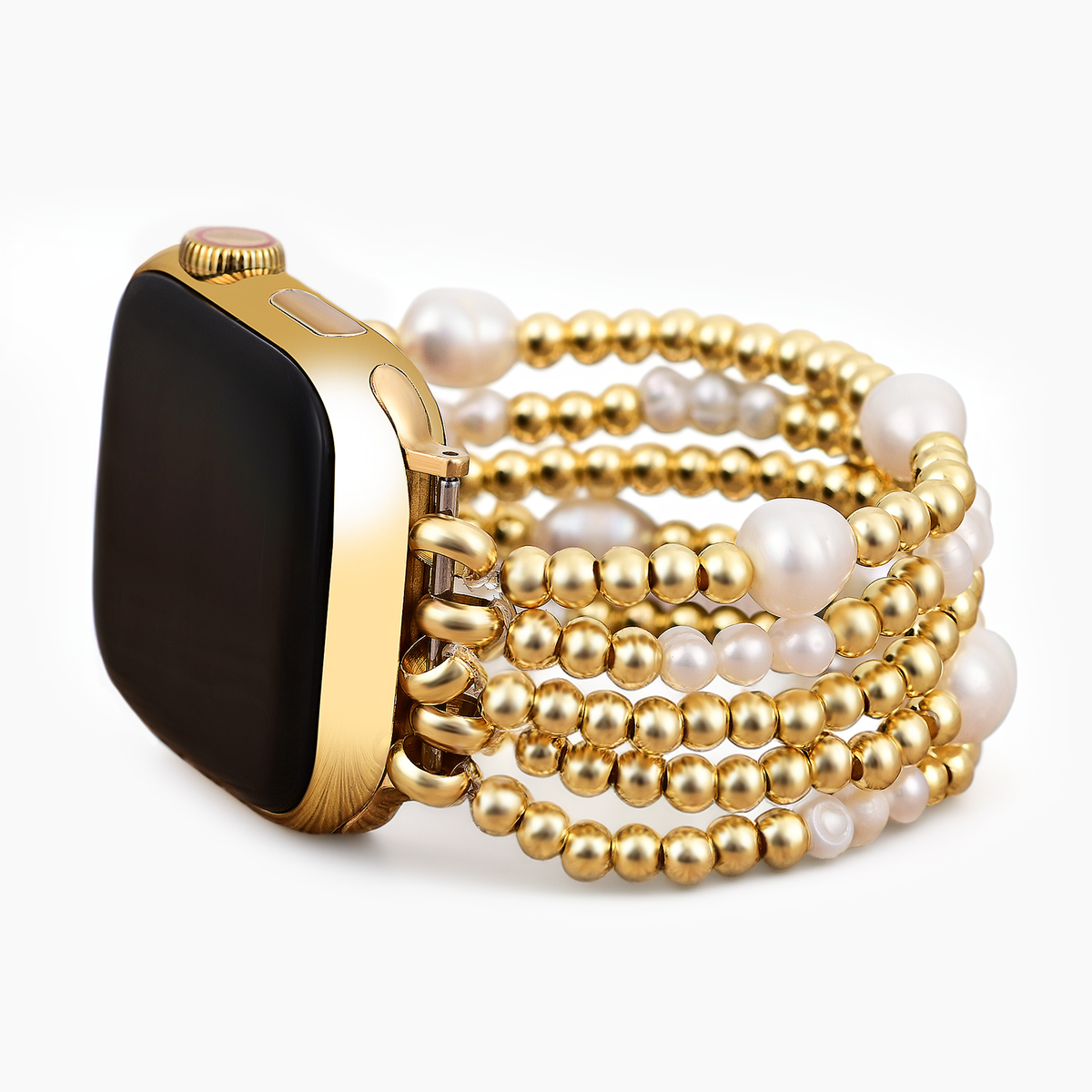 Gouden en Parel Stretch Apple Watch Bandje