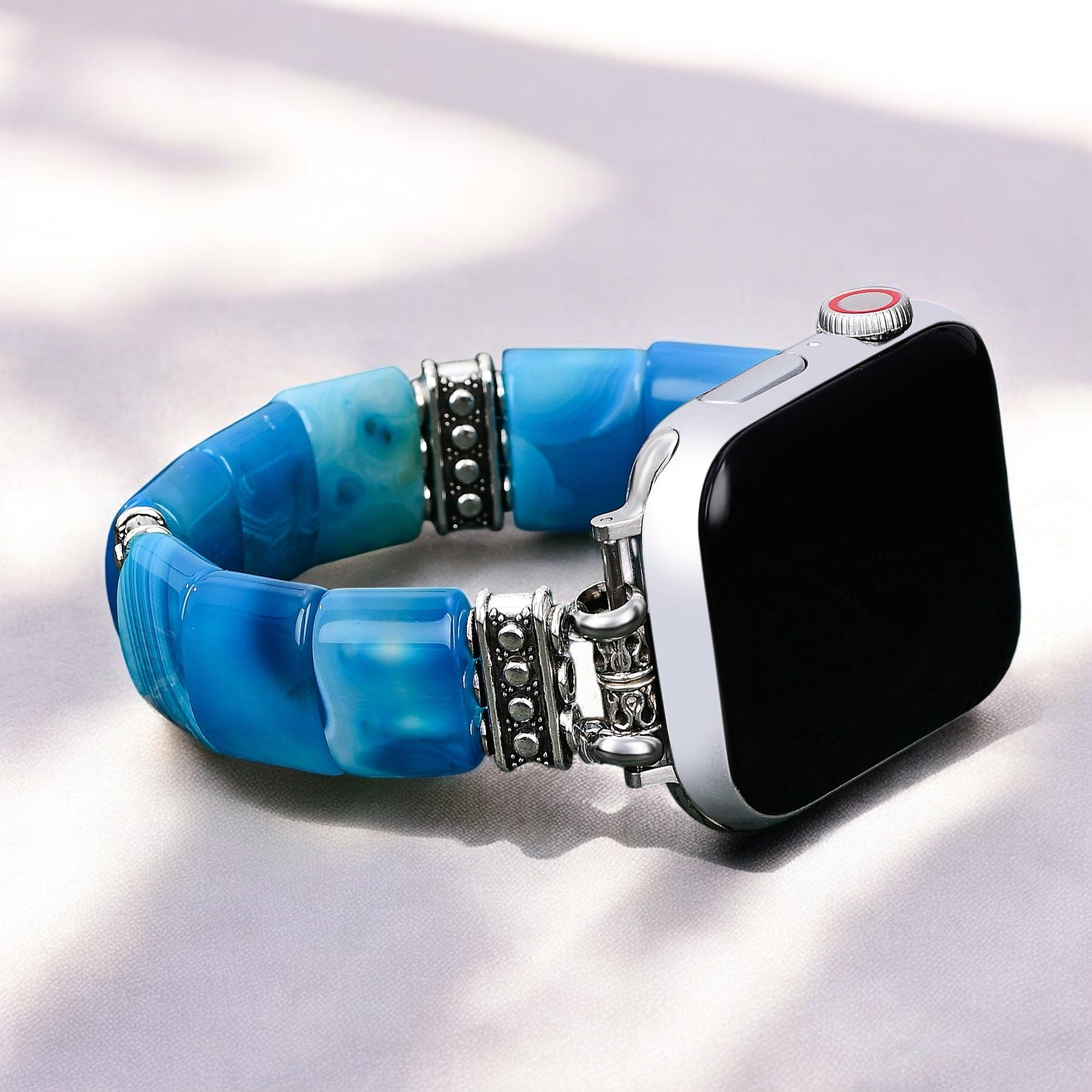 Serene Abyss Agaat Stretch Apple Watch Bandje