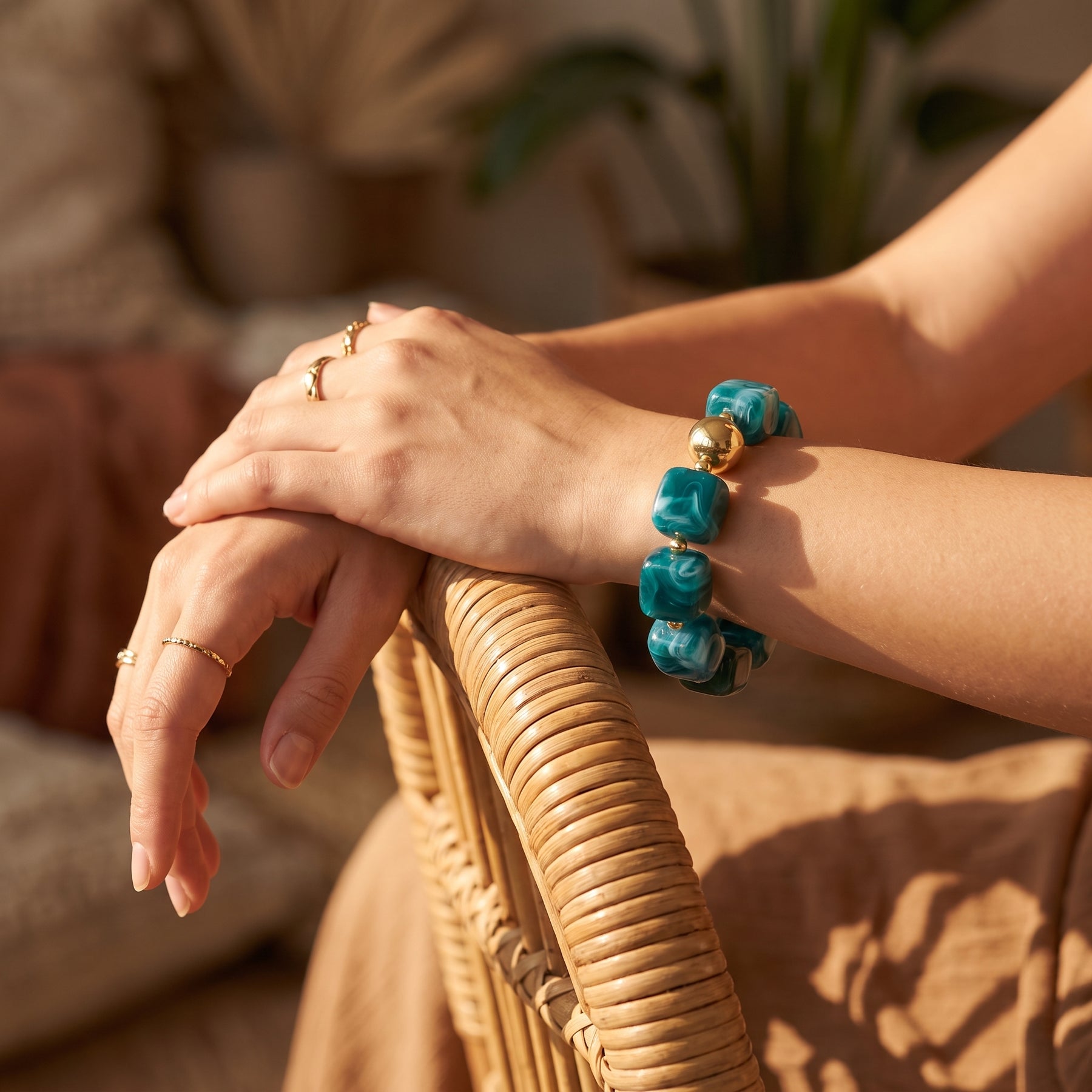 Smaragdgroene chunky armband