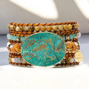 Blauwe aarde Jasper stenen armband
