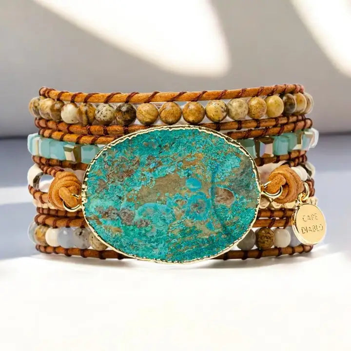 Blauwe aarde Jasper stenen armband