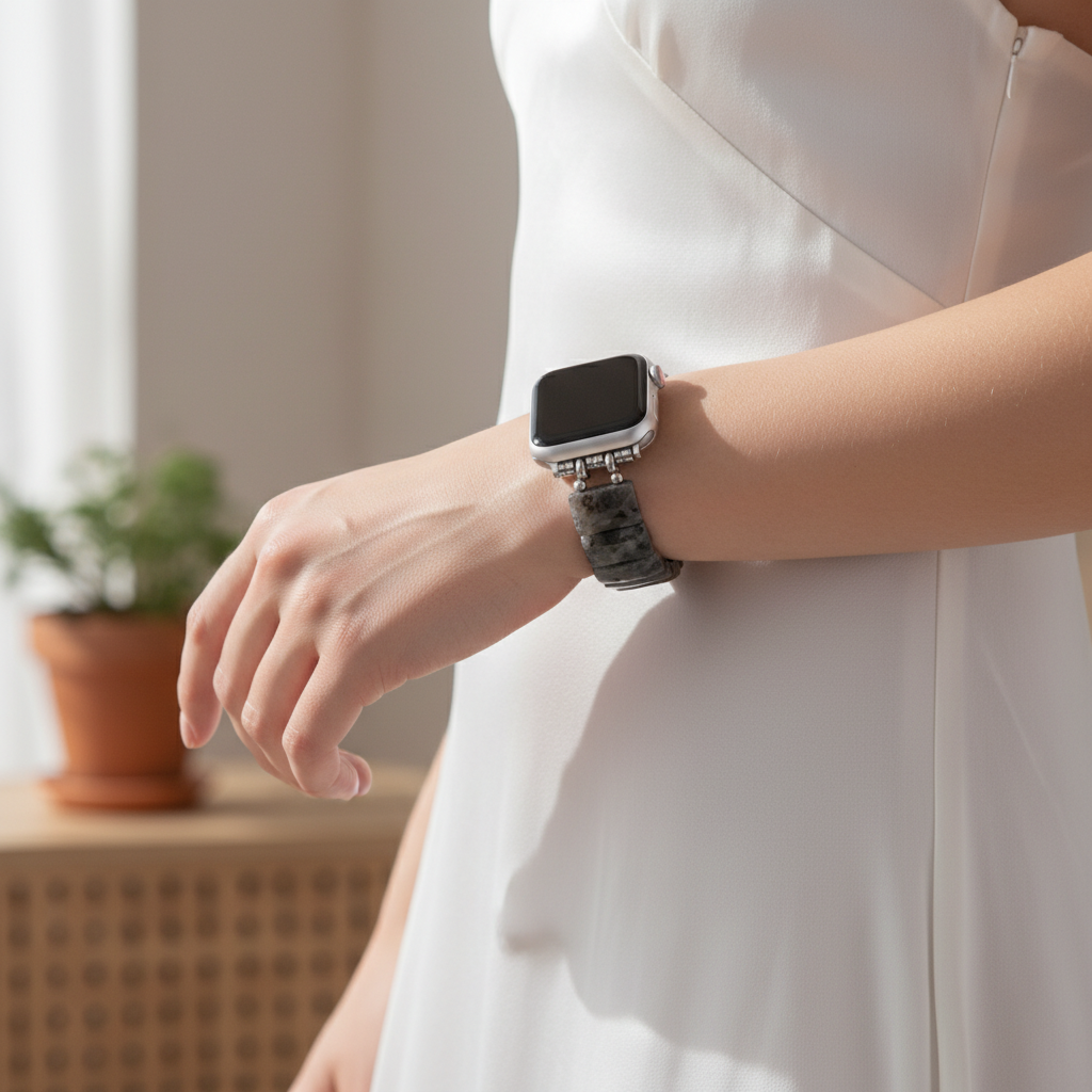 Middernacht Balans Steen Rekbare Apple Watch Band