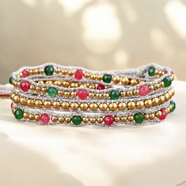 Vrolijke Kerststralende Wikkelarmband
