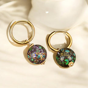 Emerald Eclipse Speckle Orb Oorringen
