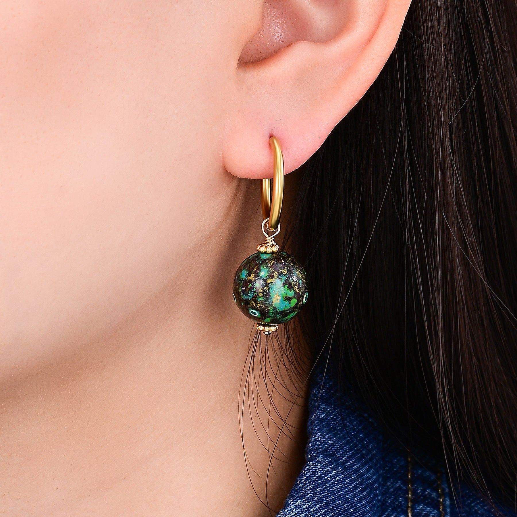 Emerald Eclipse Speckle Orb Oorringen