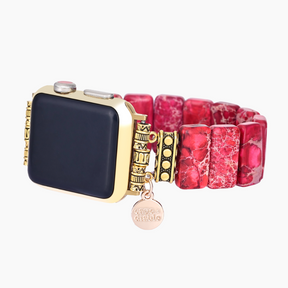 Dieprode Tibetaanse Jasper Stretch Apple Watch -band