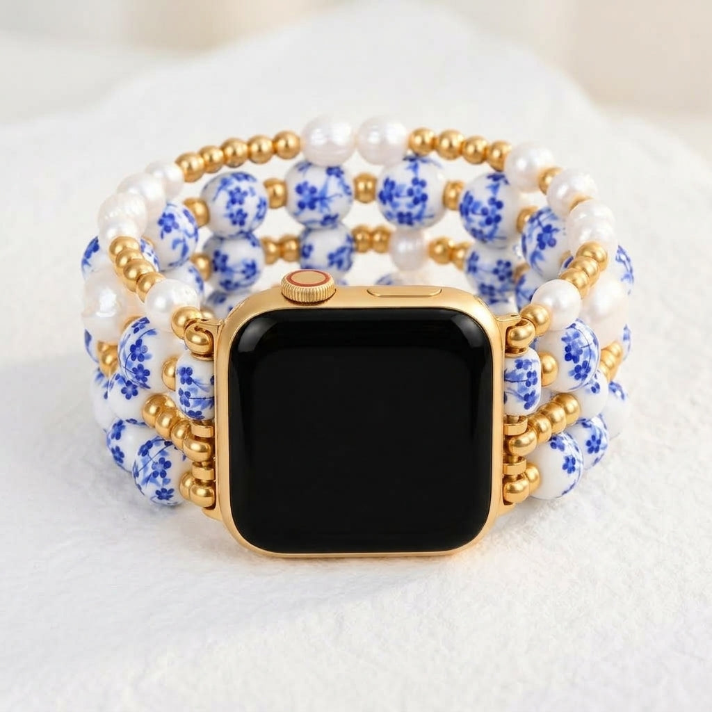 Porseleinen tuin Apple Watch-bandje Sapphire Bloom