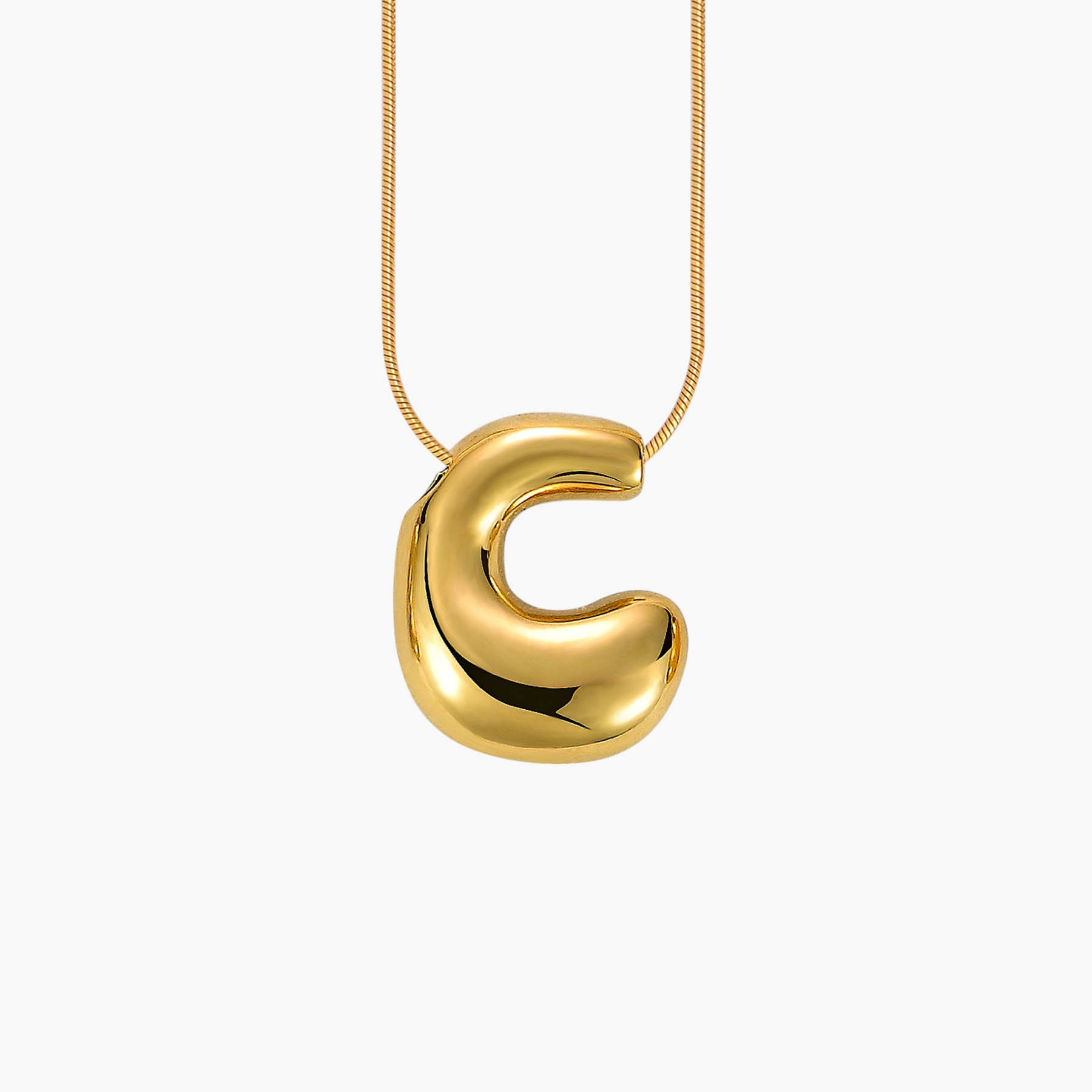 Gouden Glow Bubble Letter Initial Ketting