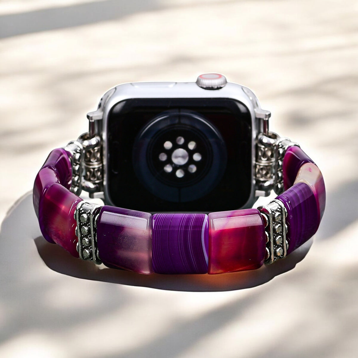 Amethist Aura Agaat Stretch Apple Watch Band