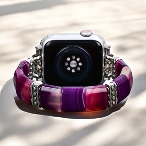 Amethyst Aura Agaat Rekbare Apple Watch Band