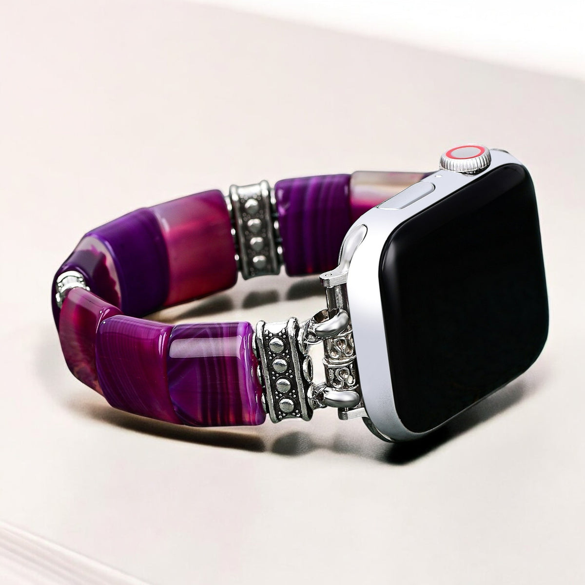 Amethist Aura Agaat Stretch Apple Watch Band