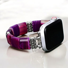 Amethyst Aura Agaat Rekbare Apple Watch Band