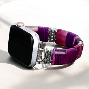 Amethist Aura Agaat Stretch Apple Watch Band