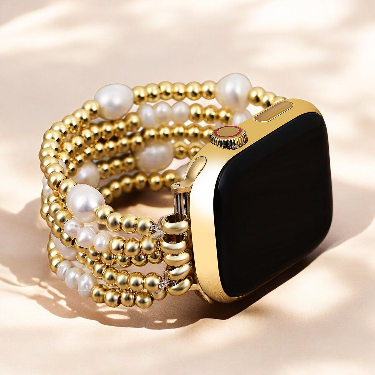 Goud en parel stretch Apple Watch bandje